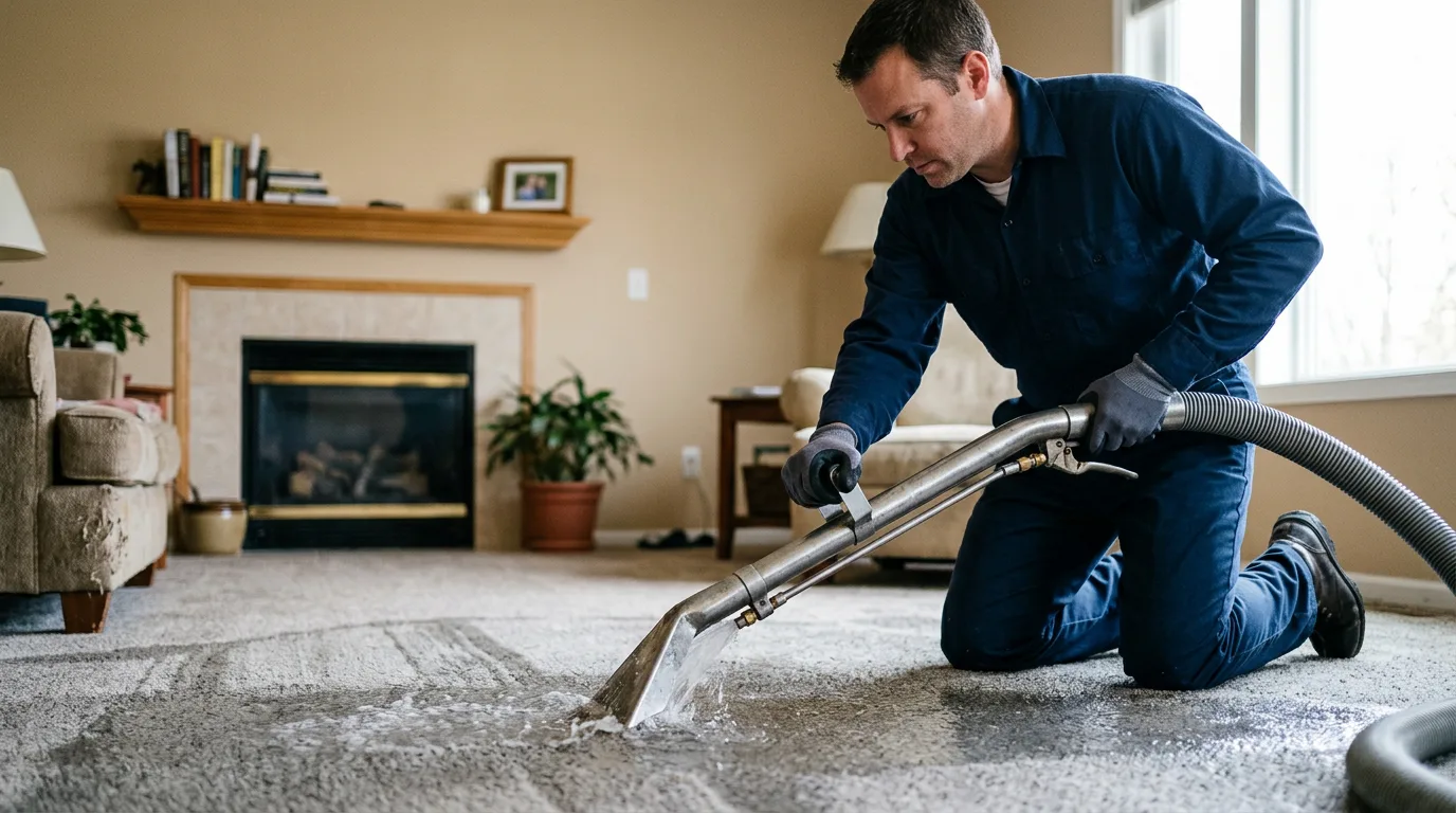 Water damage restoration technician working near Columbus, OH